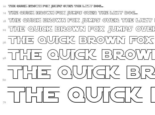 SF Distant Galaxy Symbols font waterfall
